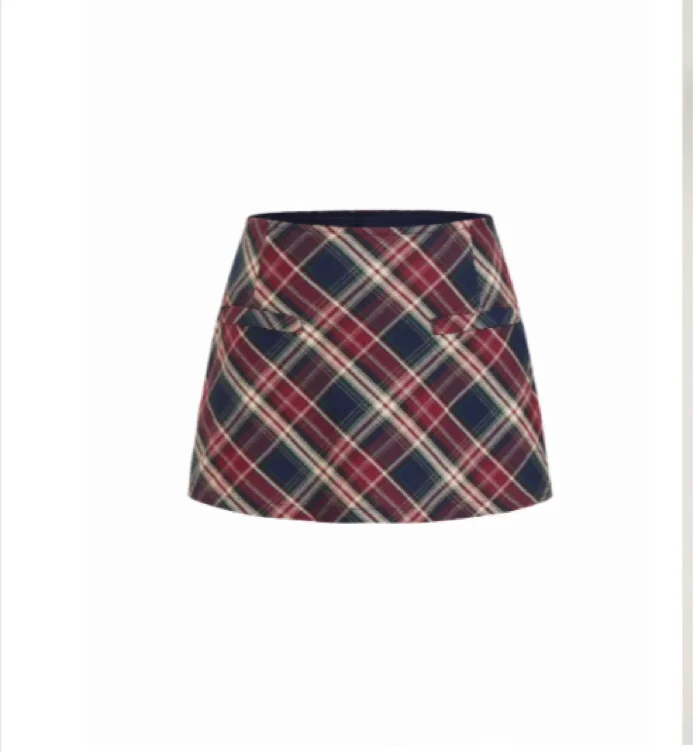 Plaid Low Rise Flared Mini Skirt