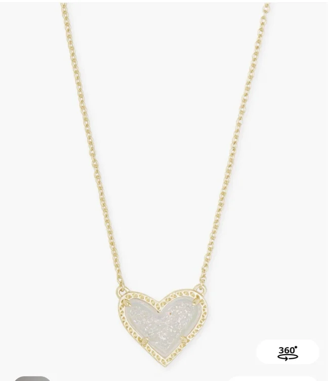 Ari Heart Gold Pendant Necklace in Iridescent Drusy