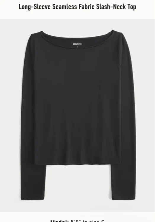 Long-Sleeve Seamless Fabric Slash-Neck Top