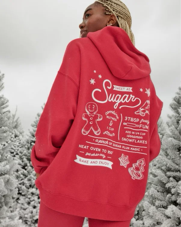 Oversized Candy Cane Graphic Hoodie