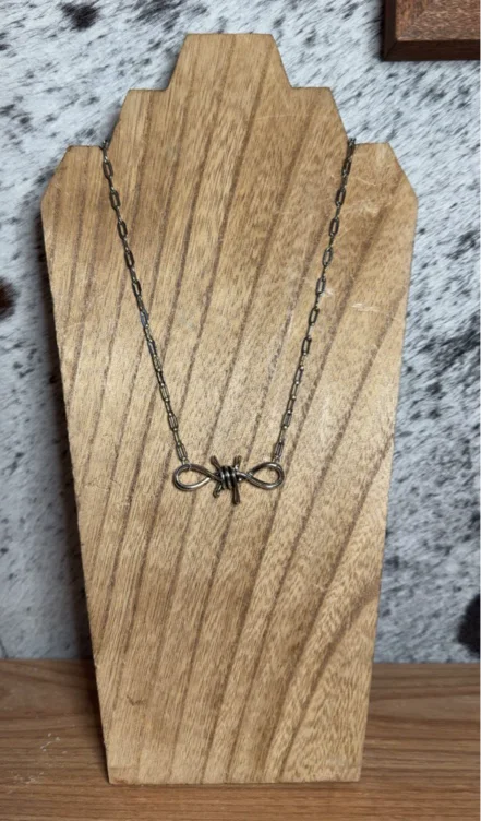 Silver Barbed Wire Charm with Silver Chain