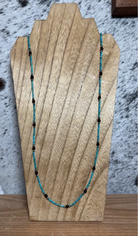 Turquoise, Black Onyx & 3mm Navajo Pearls