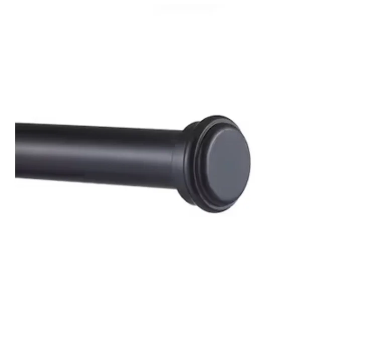 Exclusive Home Topper 36-in to 72-in Matte black Iron Side Single Curtain Rod with Finials