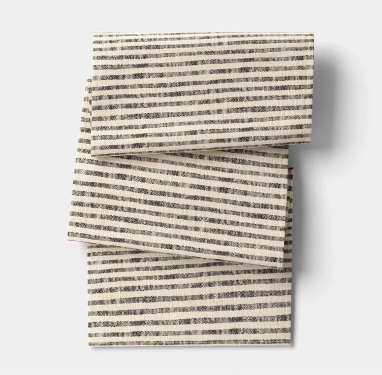72"x14" Table Runner Khaki/Black Striped - Threshold™