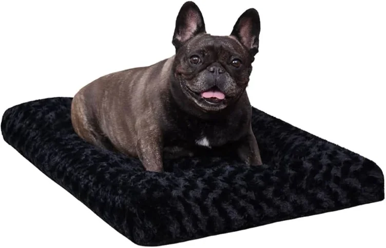 KSIIA Washable Dog Bed Deluxe Plush Dog Crate Beds Comfy Kennel Pad Anti-Slip Pet Sleeping Mat for Large, Jumbo, Medium, Small Dogs Breeds, 23" x 18", Pink