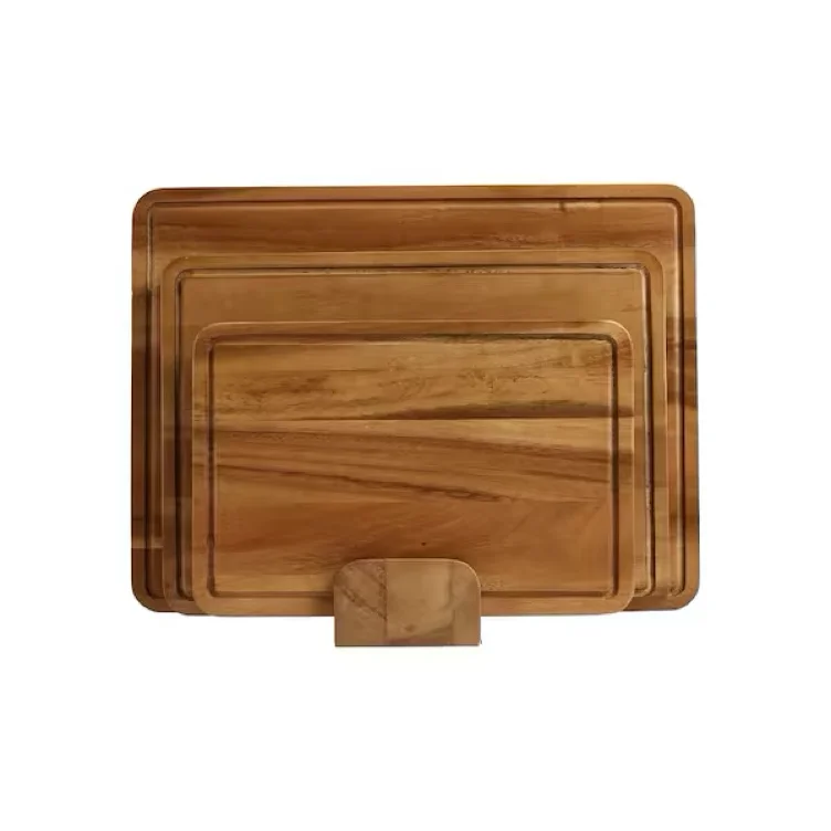 Sango Atelier Acacia Wood 3-Piece Cutting Board Set with Stand-Stackable Kitchen Chopping Boards for Meat and Vegetables 50727870885093