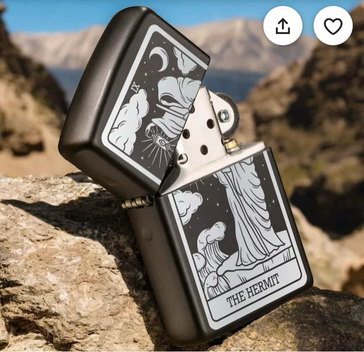 Custom Tarot Card Lighter, Gothic Lighter, Tarot Accessories, Engraved Tarot Lighter, Tarot Gift, The Lovers, Sun and Moon, Major Arcana