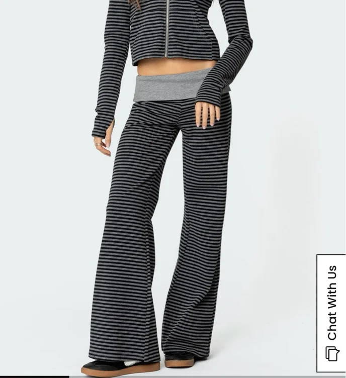 Meggy Striped Fold Over Pants