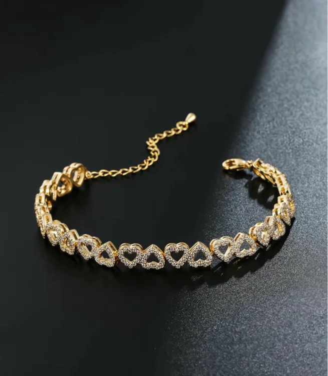 Women's Elegant Artificial Zircon Decorated Heart Design Bracelet, | Black Friday Sale TikTok Shop