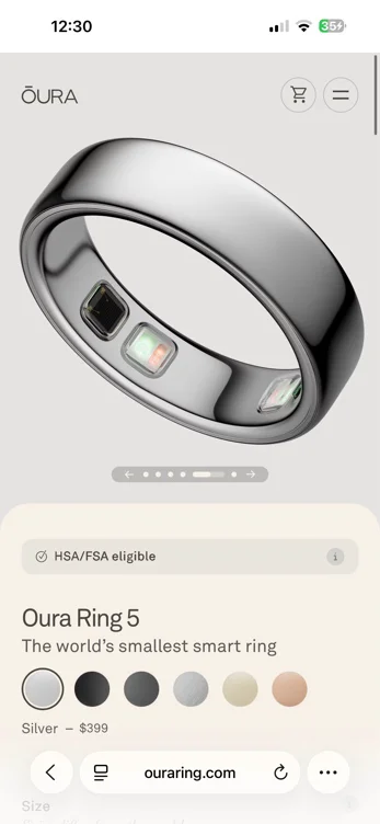 Shop Oura Ring 5: Silver Smart Ring for Sleep, Health & Activity | Oura