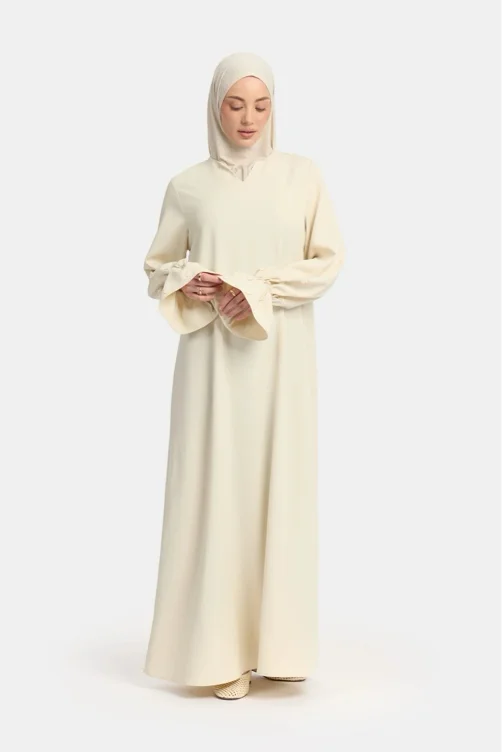 Embroidery abaya Double Cream – OEMAAYAH