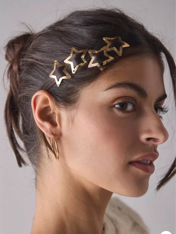 Metal Star Hair Clips Set