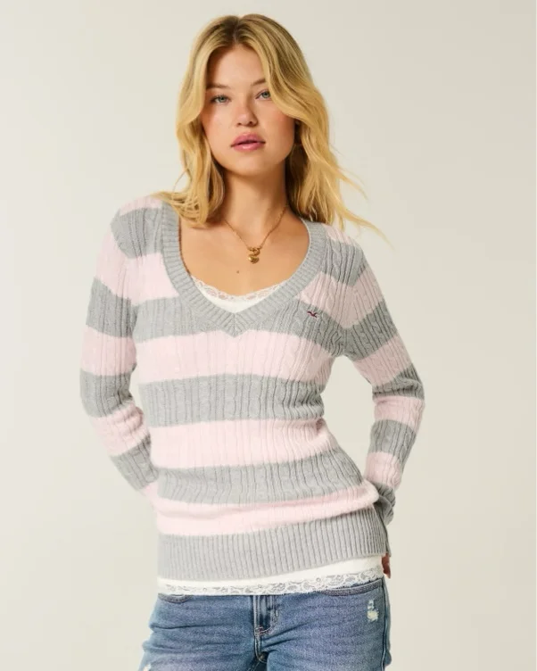 Cable-Knit Icon V-Neck Sweater