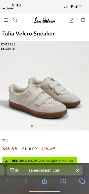 Sam Edelman Talia Velcro Sneaker Light Terra Suede