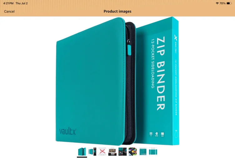 Amazon.com: Vault X 12 Pocket Zip Binder, 480 Cards, Exo-Tec Material, 20 Side-Loading Pages (Black) : Toys & Games