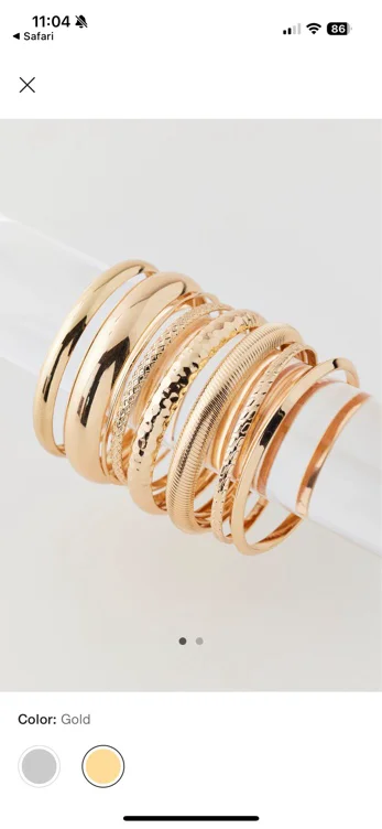 Textured Metal Bangle Bracelet Set in Silver, Women's at Urban Outfitters