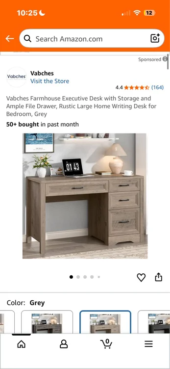 Vabches Farmhouse Executive Desk with Storage and Ample File Drawer, Rustic Large Home Writing Desk for Bedroom, Pure White