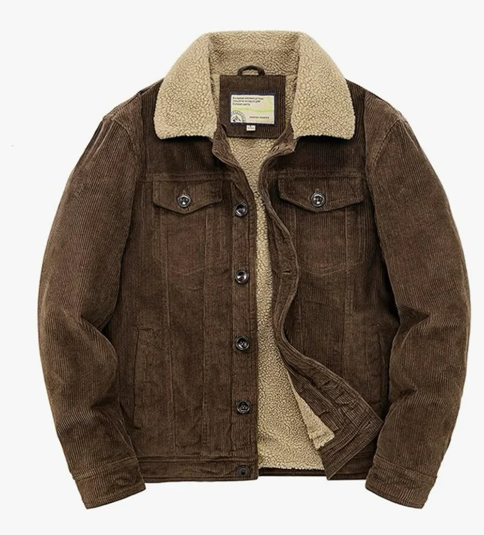 brown winter fleece coat