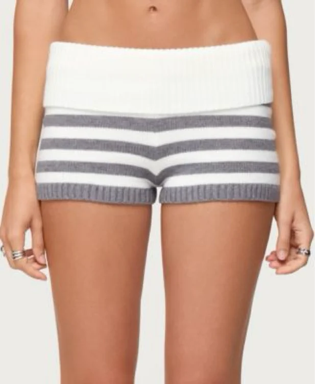 Saphi Striped Foldover Knit Shorts