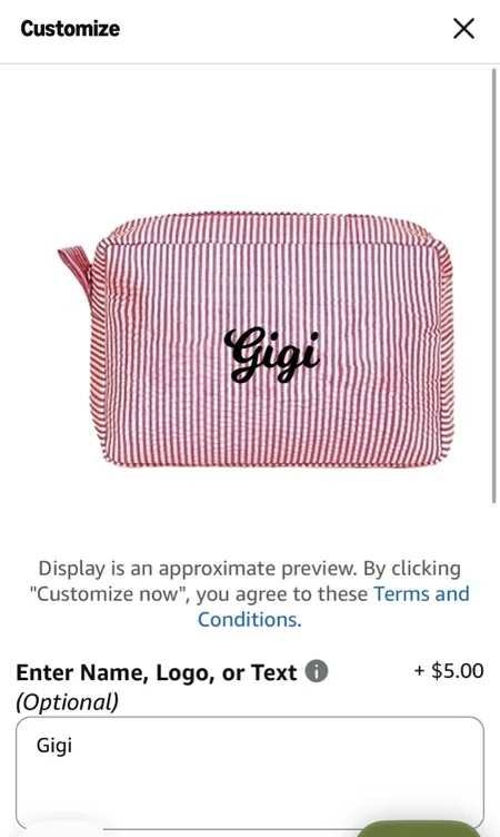 MT WORLD Personalized Makeup Bag Cute Cotton Cosmetic Bag for Women Seersucker Bridesmaid Travel Makeup Bag for Girls Aesthetic Toiletry Bag Organizer Storage Pouch (Red)