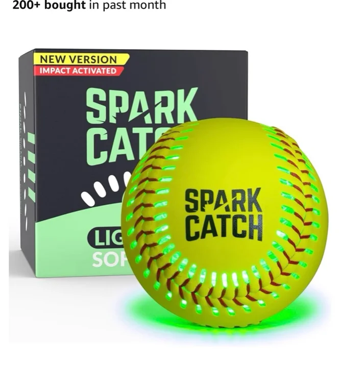 Amazon.com : SPARK CATCH Light Up Softball 12", Glow in The Dark Fastpitch Slowpitch, Sports Gear Accessories Gifts for Girls, Teens, and Travel Softball Players (Impact Activated - Neon Green) : Sports & Outdoors