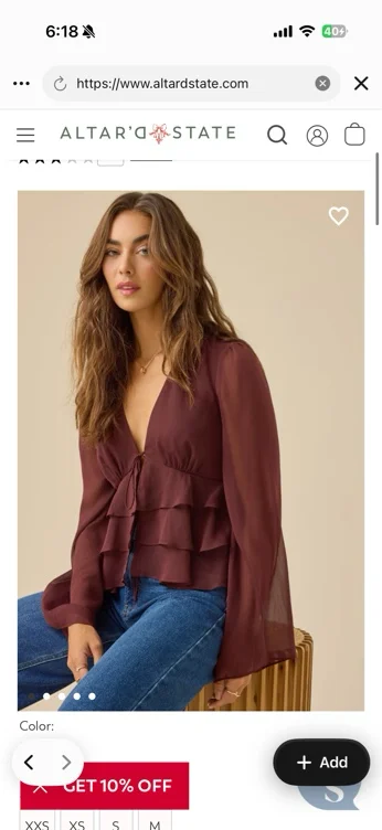 Eva Tie Front Ruffle Top