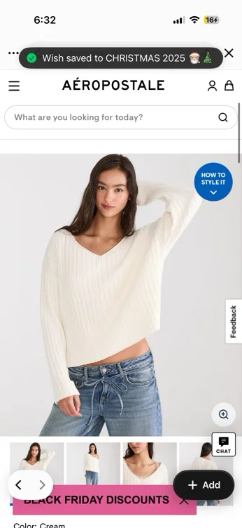 Ribbed V-Neck Sweater