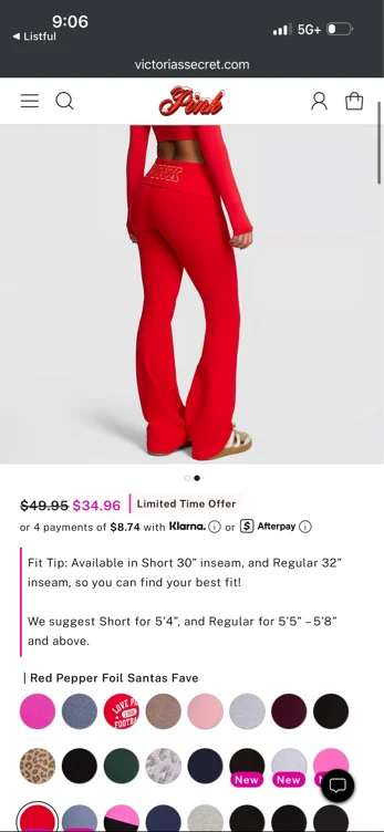 RED All-Day Cotton Foldover Flare Leggings
