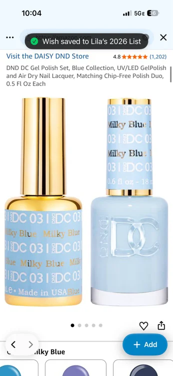 Amazon.com: DND DC Gel Polish Set, 031 Milky Blue, 0.5 Fl Oz | Blue Collection, UV/LED Gel Polish, Air Dry Nail Lacquer, Matching Chip-Free Polish Duo : Beauty & Personal Care