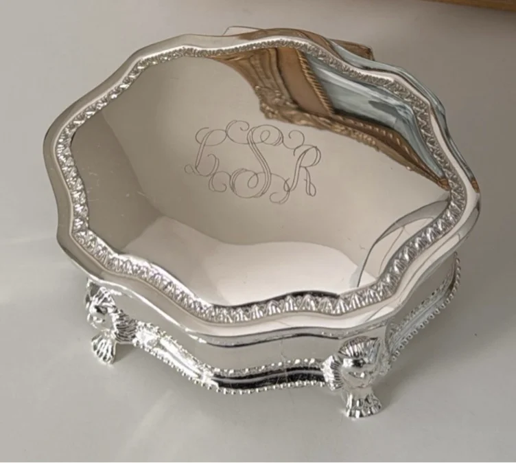 "Personalized Silver Plated 3\" Jewelry Box: Victorian Style, Engraved Gift"