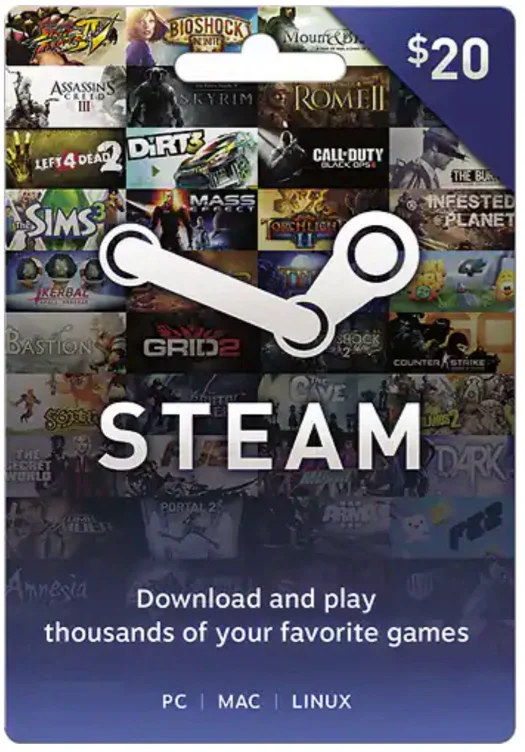 Steam Wallet $20 Gift Card