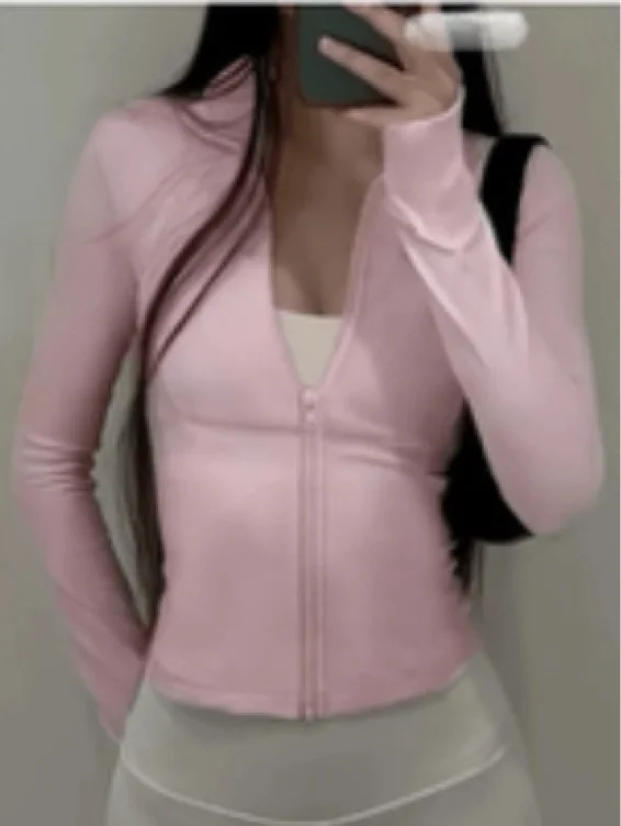 womens gym jacket outerwear zipper front elegant long sleeve - Temu