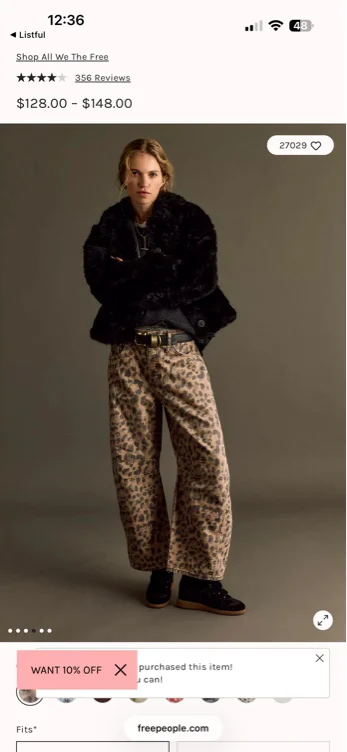 We The Free Good Luck Printed Barrel Jeans