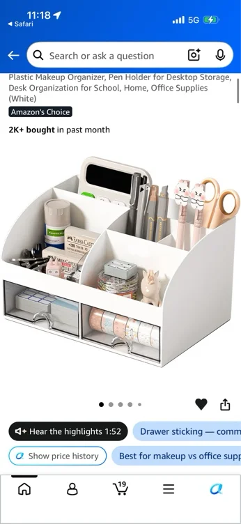 Amazon.com: COMFYROOM Desk Organizer with 6 Compartments and 2 Drawers, Plastic Makeup Organizer, Pen Holder for Desktop Storage, Desk Organization for School, Home, Office Supplies (White) : Office Products