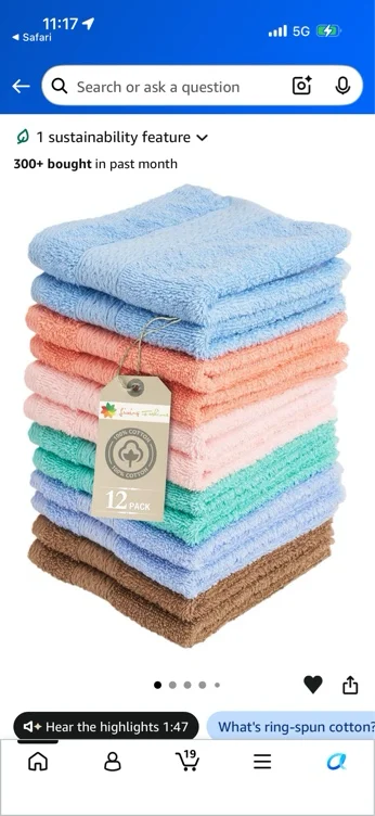 Amazon.com: Luxurious Washcloths – Set of 12 – Size 13” x 13” – Thick Loop Pile Washcloth – Absorbent and Soft 100% Ring-Spun Cotton Wash Cloth – Lint Free Face Towel – Wash Cloths Perfect for Bathroom : Home & Kitchen