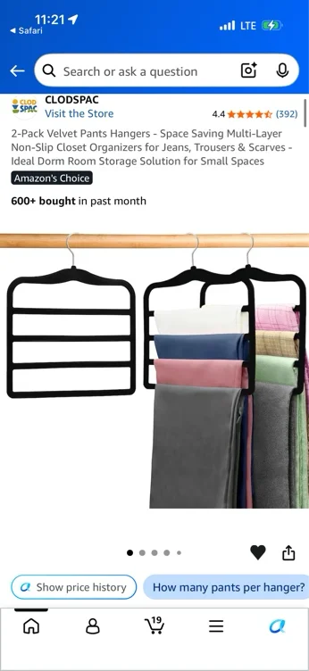 Amazon.com: 2-Pack Velvet Pants Hangers - Space Saving Multi-Layer Non-Slip Closet Organizers for Jeans, Trousers & Scarves - Ideal Dorm Room Storage Solution for Small Spaces : Home & Kitchen