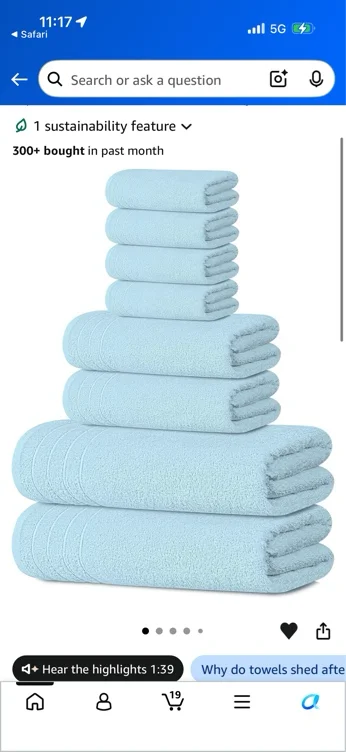 Amazon.com: Tens Towels Pack of 8 Towels Set, 2 Extra Large Bath, 2 Hand, 4 Washcloths, 100% Cotton, Lighter Weight, Quicker to Dry, Super Absorbent, Perfect for Bathroom, Sky Blue : Home & Kitchen