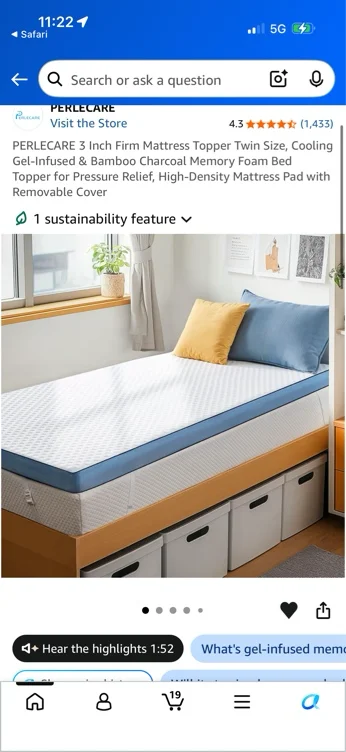 Amazon.com: PERLECARE 3 Inch Firm Mattress Topper Twin Size, Cooling Gel-Infused & Bamboo Charcoal Memory Foam Bed Topper for Pressure Relief, High-Density Mattress Pad with Removable Cover : Home & Kitchen
