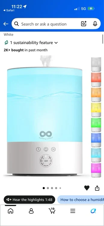 Amazon.com: Everlasting Comfort 2.5L Top Fill Humidifier for Bedroom – Quiet, Easy to Fill & Clean, 24HR Runtime, Night Lights, Timer, Ultrasonic Cool Mist, Auto Shut-Off for Indoor Use - White : Home & Kitchen