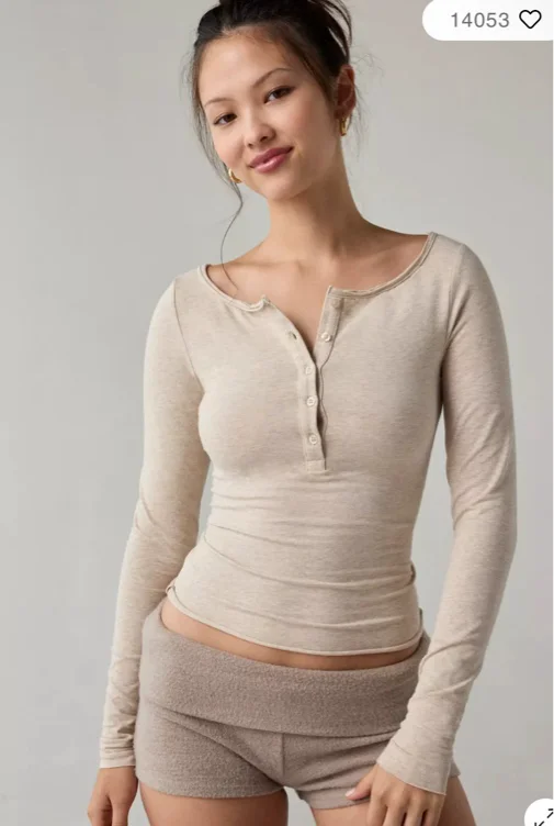 Out From Under Betty Boatneck Long Sleeve Henley Top