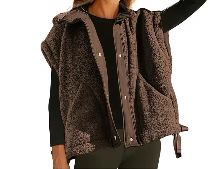 Tanming Women's Basic Fleece Vest Casual Sleeveless Button Down Sherpa Jacket Outerwear with Pockets,back to school,back to school shopping