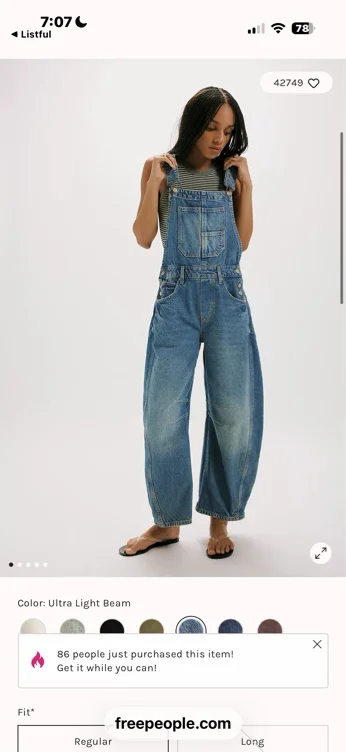 We The Free Good Luck Barrel Overalls