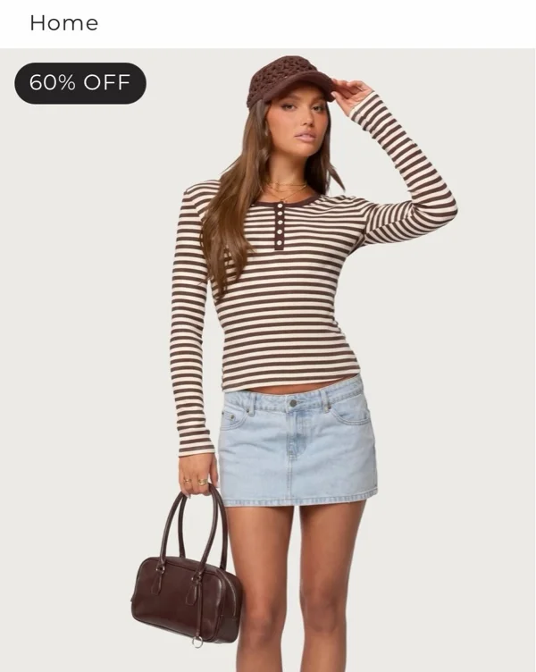 Roma Striped Henley Top