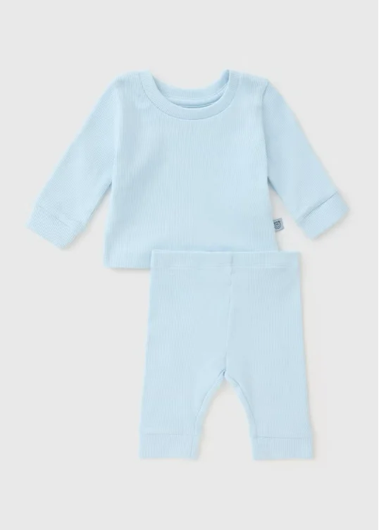 Baby Light Blue Ribbed Top & Legging Set (0-23mths)