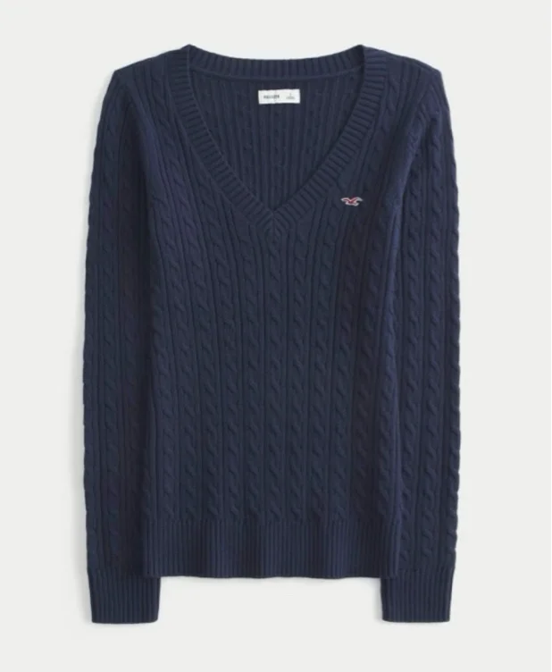 Cable-Knit Icon V-Neck Sweater