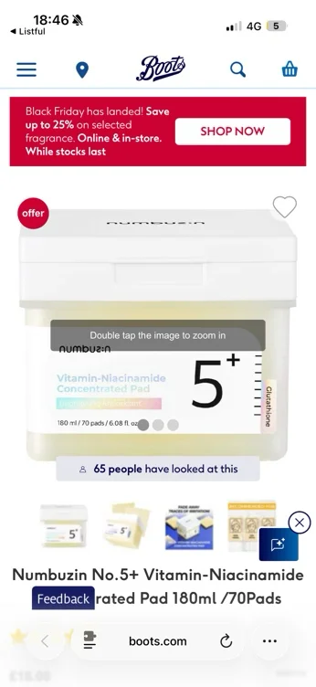 Numbuzin No.5+ Vitamin-Niacinamide Concentrated Pad 180ml / 70Pads