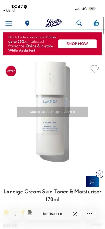 Laneige Cream Skin Toner & Moisturiser 170ml
