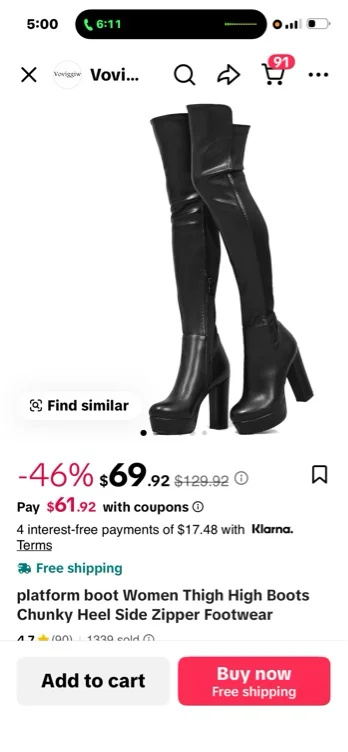 platform boot Women Thigh High Boots Chunky Heel Side Zipper - TikTok Shop