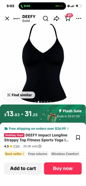 DEEFY Impact Longline Strappy Top Fitness Sports Yoga Impact - TikTok Shop
