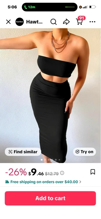 Women's 2 Counts Solid Backless Crop Tube Top & High Waist Skirt - TikTok Shop